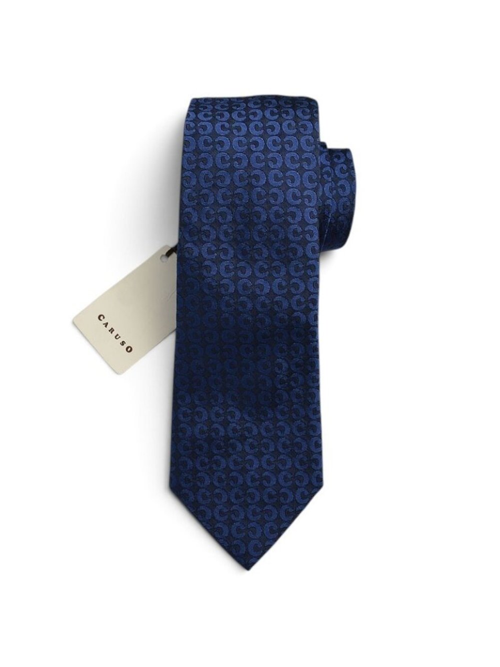 CARUSO Navy Blue C Logo Woven Silk Jacquard Tie Italy NWT